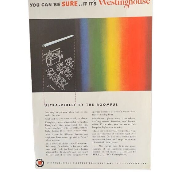 Vintage 1950 Westinghouse Ultra Violet by The Roomful Ad Advertisement - Picture 1 of 4